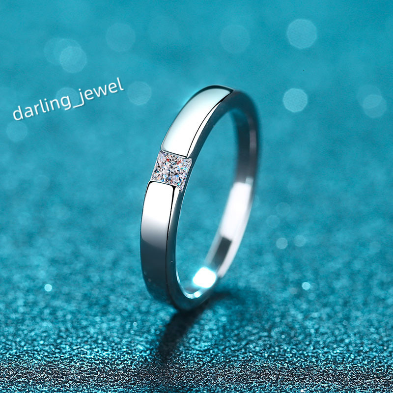 Simple and Stylish 925 Sterling Silver Square Diamond Moissanite Ring for Men and Women