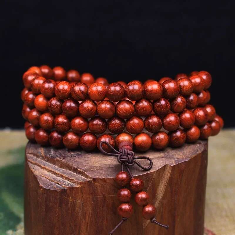 Padauk small leaf beads Rosewood big bracelet