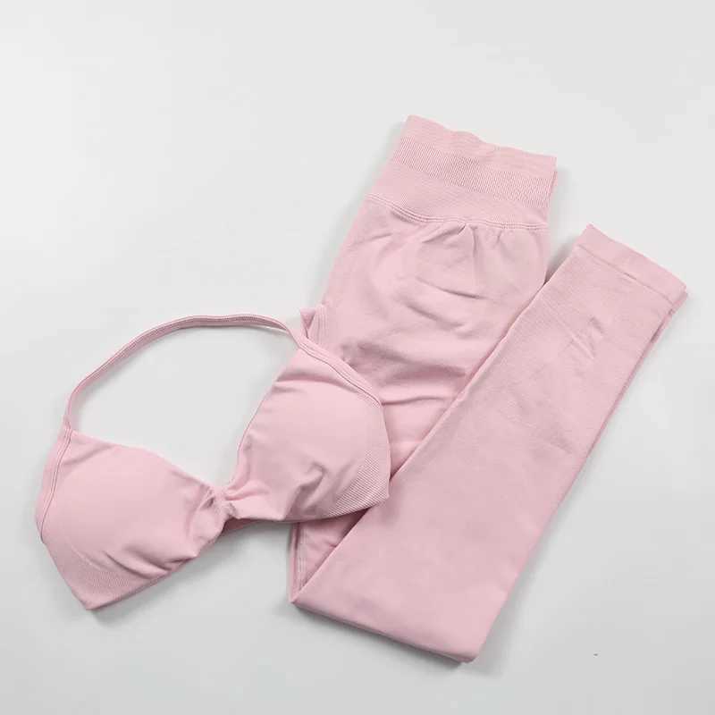 Impact seamless yoga set womens 2-piece set Scrunch gym leg Rouched Halter sports bra sportswear womens gym setW250411