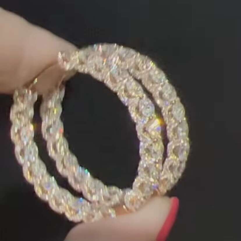 Customized Luxury Earrings Women Moissanite Hoop Vvs1 Moissanite Diamond Hip Hop Earrings