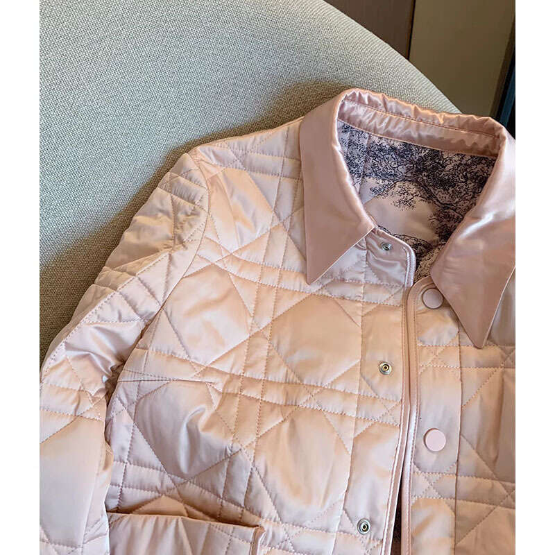 Designer Clothing Xiaoxiangfeng Pink Splicing Jacquard Satin For Women 2023 Autumn/Winter Fashion Versatile Lightweight Cotton Jacket