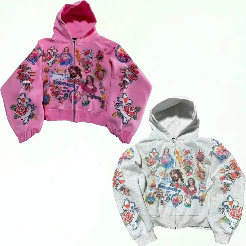 Jesus Y2K Hoodie Jesus Print Hoodie Gothic Harajuku Jacket 251110