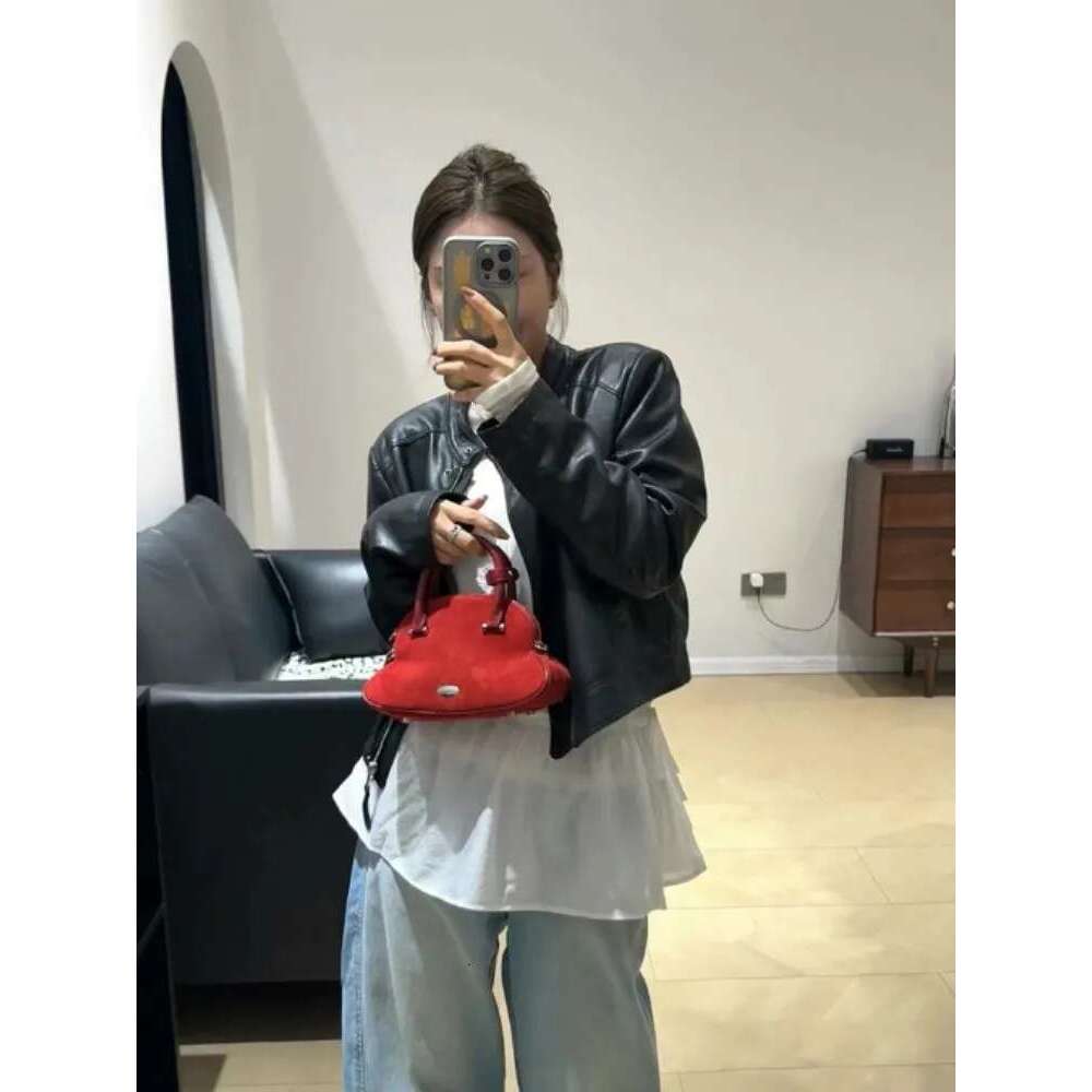 Designer Women Sheep Suede Genuine Leather Fashion Shell Bag Casual Ladies Sweet Tote Handbag Crossbody Single Shoulder Bags