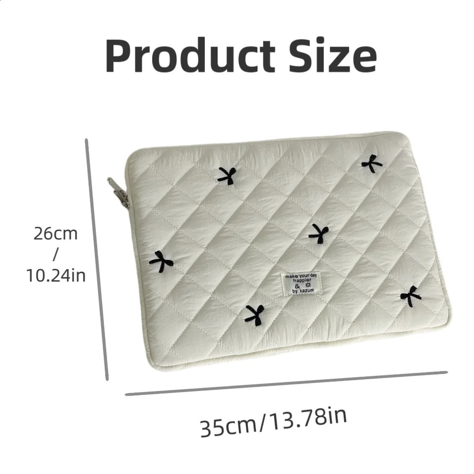 Puffy Laptop Sleeve Bag Embroidered Bow Notebook Carrying Case For ASUS HP 13-14.2 Inch Girl Computer tablet Bag 250407