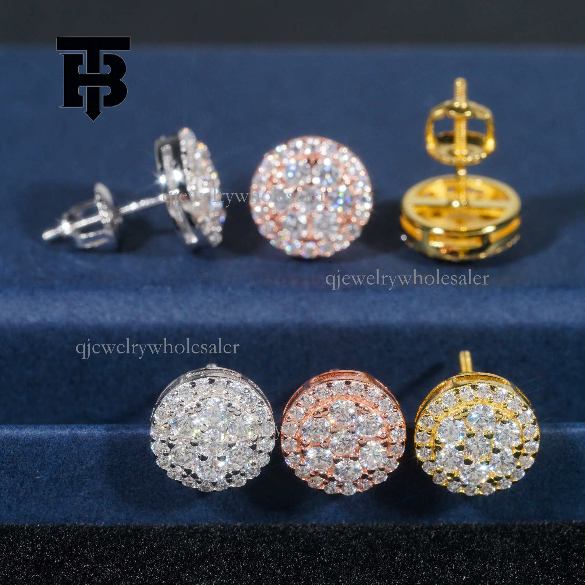 TB BHULAMTE Designer Women's Luxury Jewelry 925 Silver Moissanite Round Neutral Hip Hop Fashion Earrings Holiday Gifts Trendy Accessories