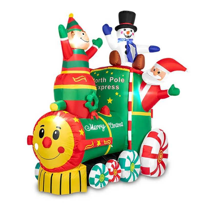 Christmas 18M/59FTHeight Christmas Inflatable Santa ClausThe Train with Elf and Snowman Built-in LED Lights Blow up Outdoor Lawn Yard Y251111