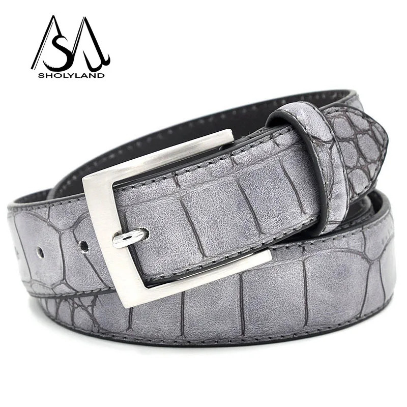 Mens Pu Leather Buckle Belt Jeans Long Pants Decoration Fashionable and Versatile Casual Belt Crocodile Pattern Belt 251110