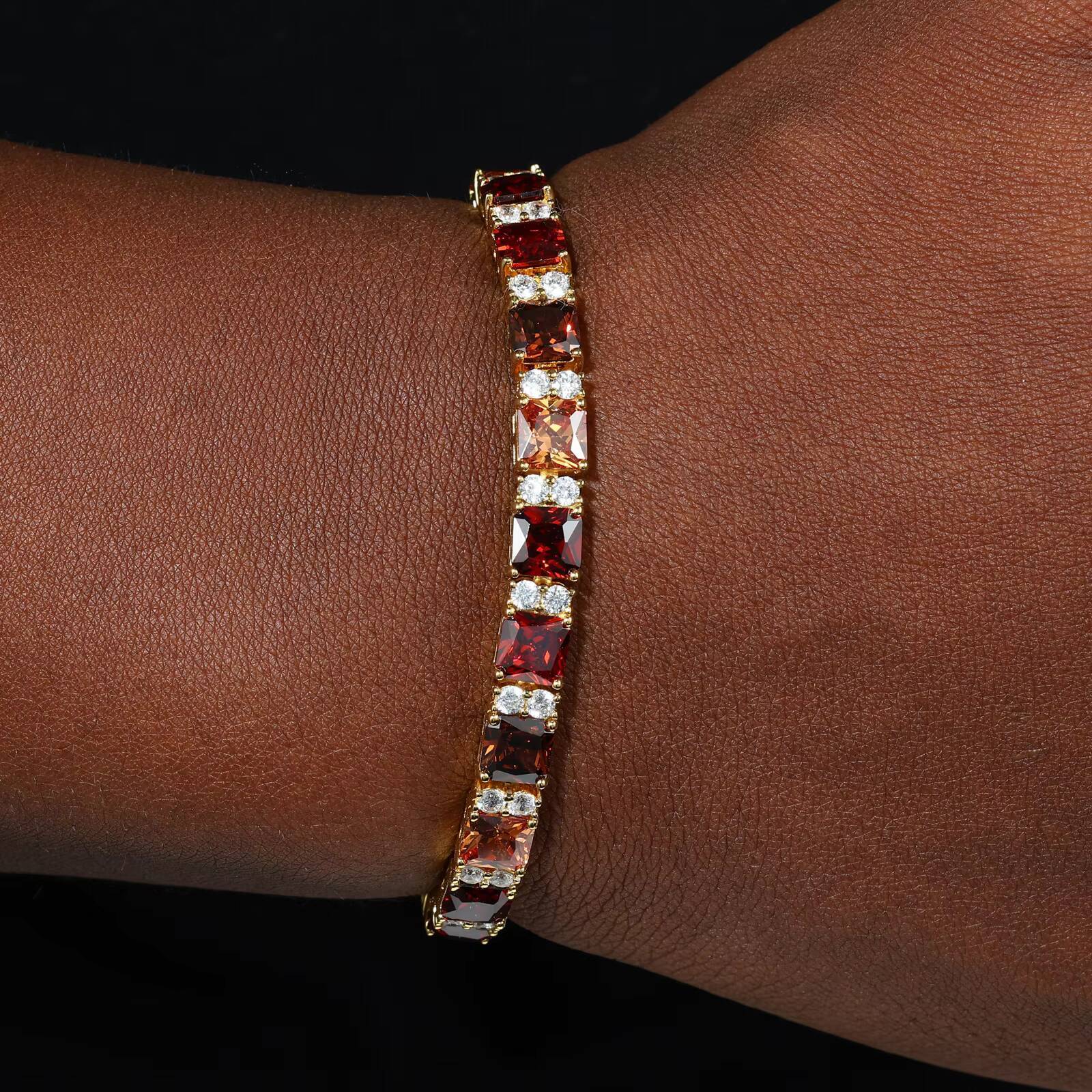 Fashion Jewelry Unisex 925 Sterling Silver VVS Moissanite Diamond Princess Cut Mocha Mousse Brown Moissanite Tennis Bracelet