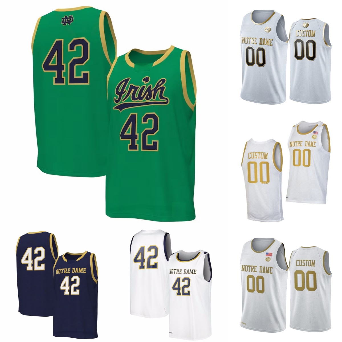 Notre Dame Fighting Irish Basketball Jersey Allocco Burton Certa Chebuhar Crowe Davis Hattan Imes Kelly Konieczny Konstantynovskyi Mohammed Njie Roper II