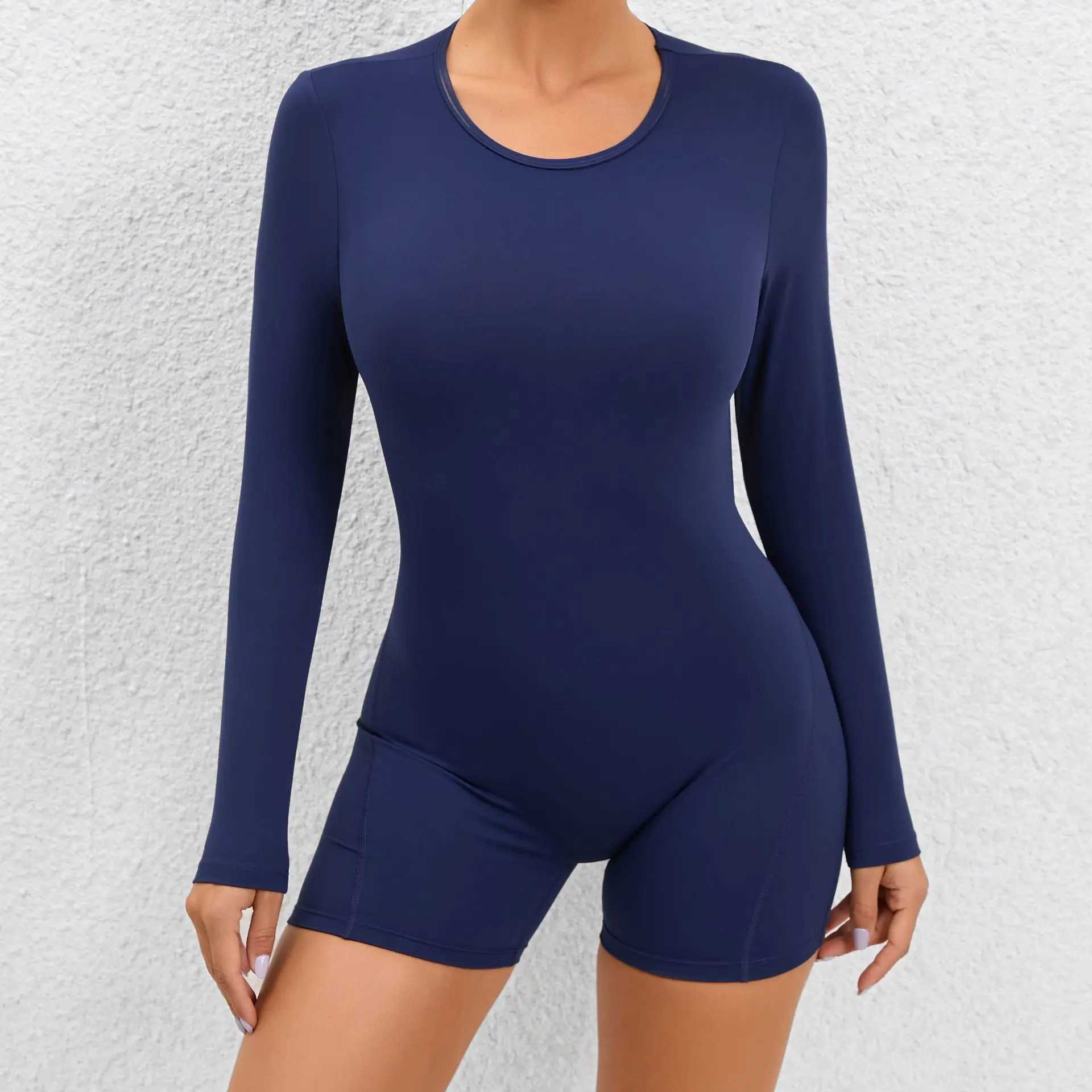 2025 backless yoga set jumpsuit one-piece short sleeved womens fitness gym jacket long sleeved womens sportswearW250411