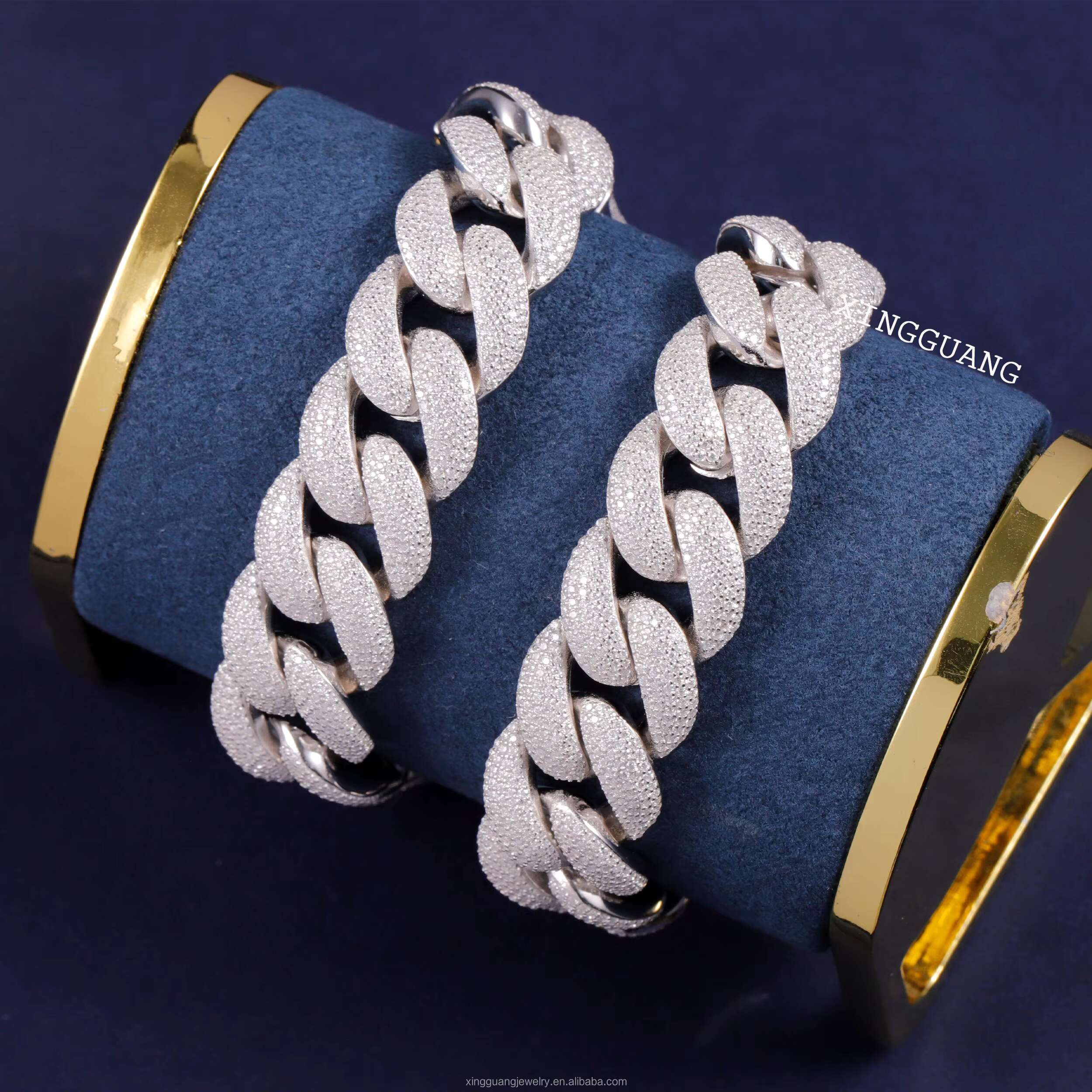 XG Iced Out 18 mm VVS Moissanite Cuban Link Chains Bracelets S925 Silver Fine Jewelry Bracelets