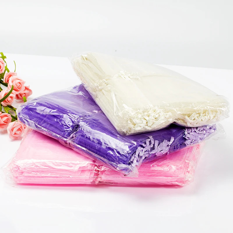 50pcs Chocolate Gift Bags Transparent Chiffon Drawstring Organza Christmas Year Valentines Day Party Candy Box 251110