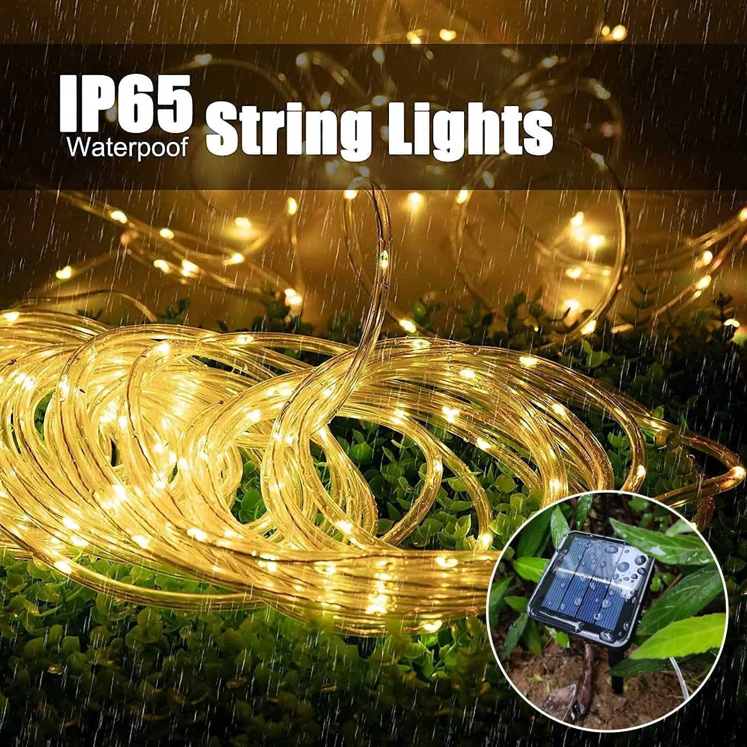 Christmas Solar String Lights Outdoor Waterproof LED Strip Rope Tube Lamp Christmas Fairy Garland String Lights for Garden Tree Yard Fence Y251111