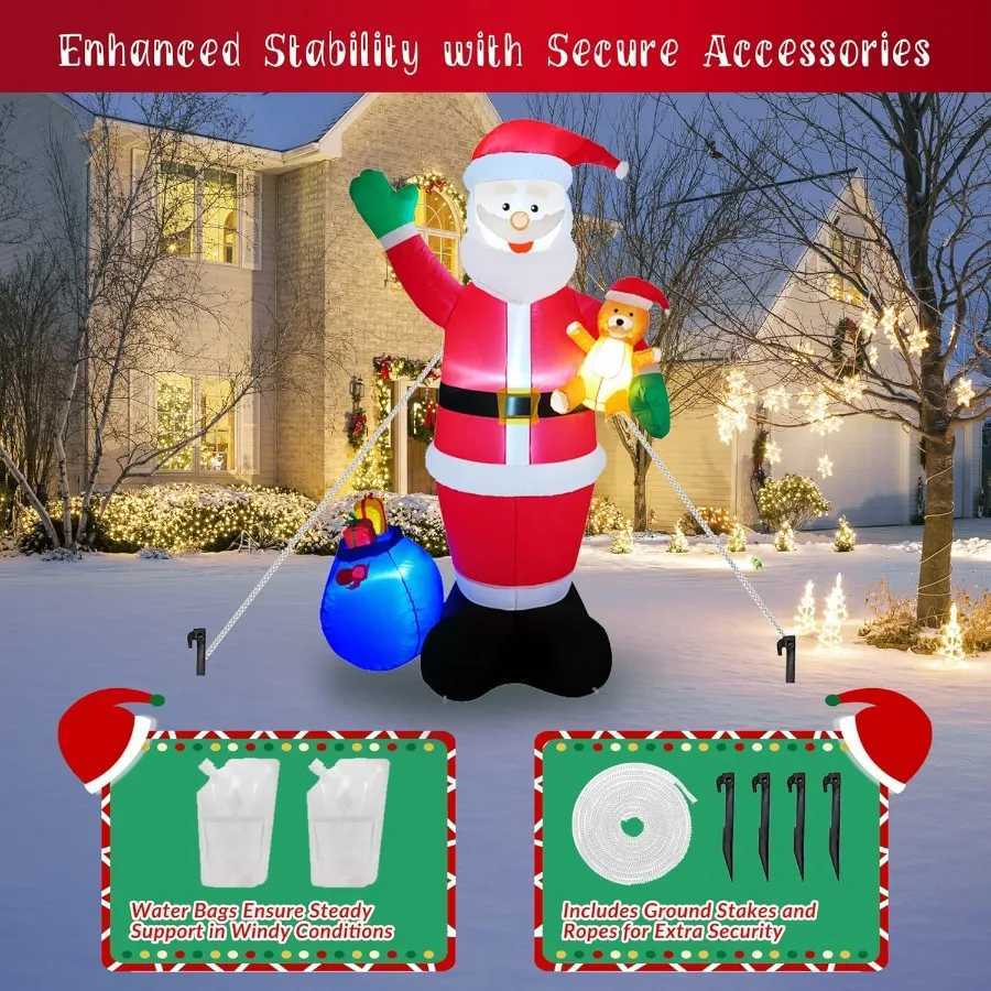 Christmas 7FT Christmas Inflatables Outdoor Decorations Inflatable Santa Claus with Gift Blow Up Yard Decorations with Builtin LED Lights Y251111