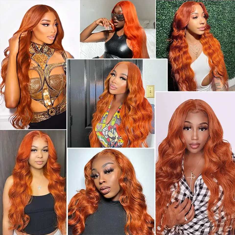 30 Inch Ginger Orange Body Wave Lace Frontal Wig HD 13x4 Lace Front Wig Glueless Lace Wigs Brazilians Human Hair For Black WomenT251111