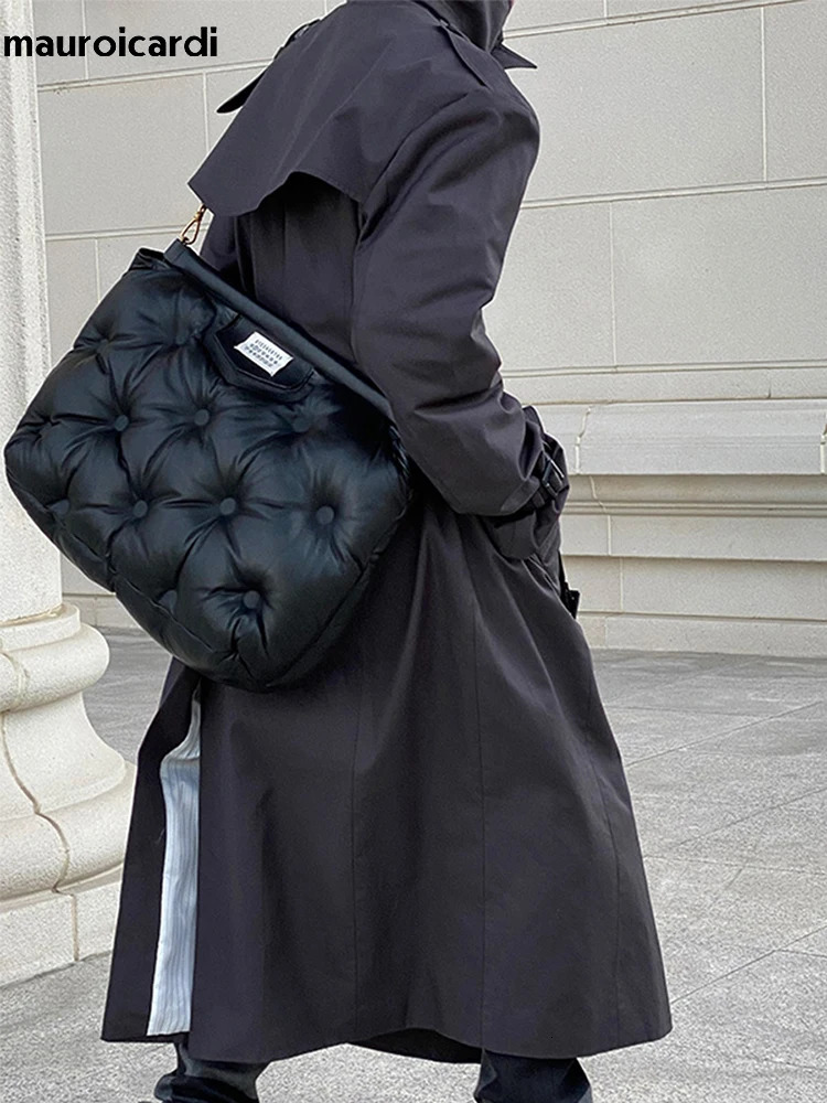 Mauroicardi Spring Autumn Cool Long Black Oversized Trench Coat Men Belt Double Breasted Loose Casual Windproof Outerwear 251105