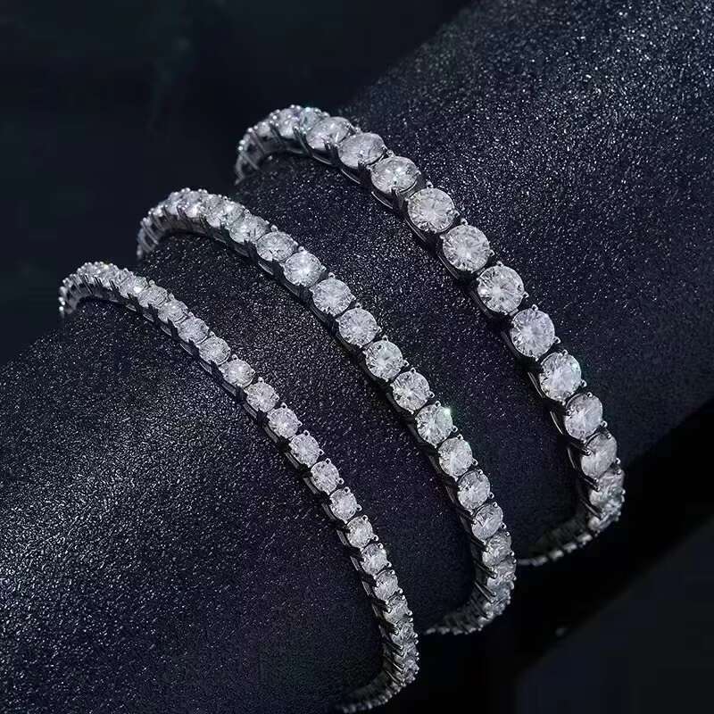High Quality hiphop jewelry 3mm 4mm 5mm moissanite tennis bracelet in 925 sterling silver