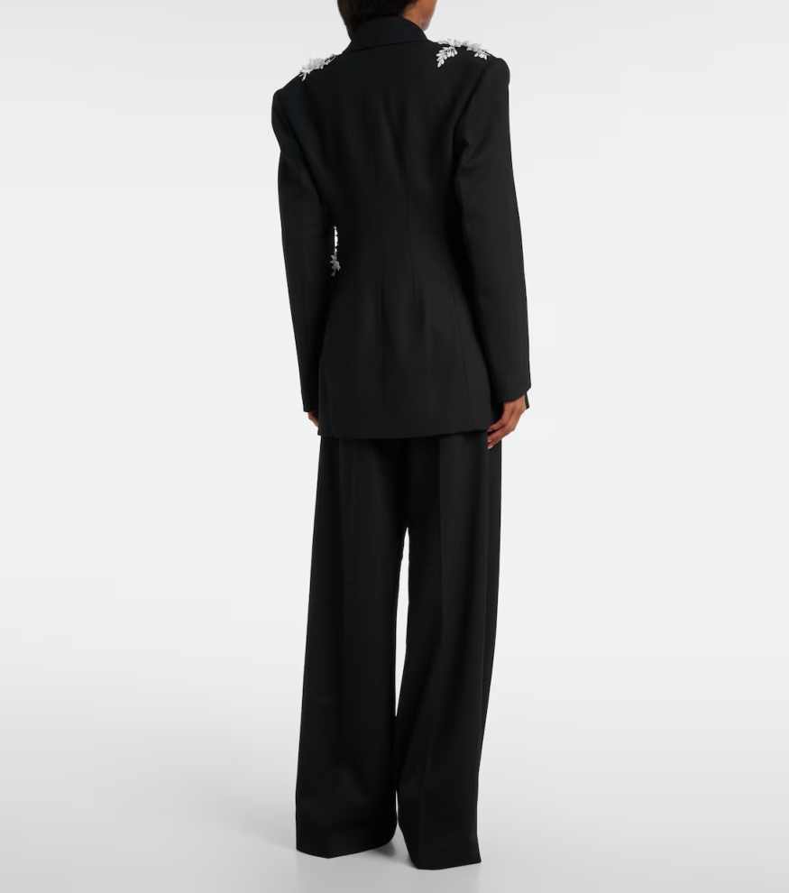 Fashion 3D Flowers Women Suits Double Breasted Peaked Lapel 2 Pieces Office Ladies Work Plus Size Birthday Party Custom Made