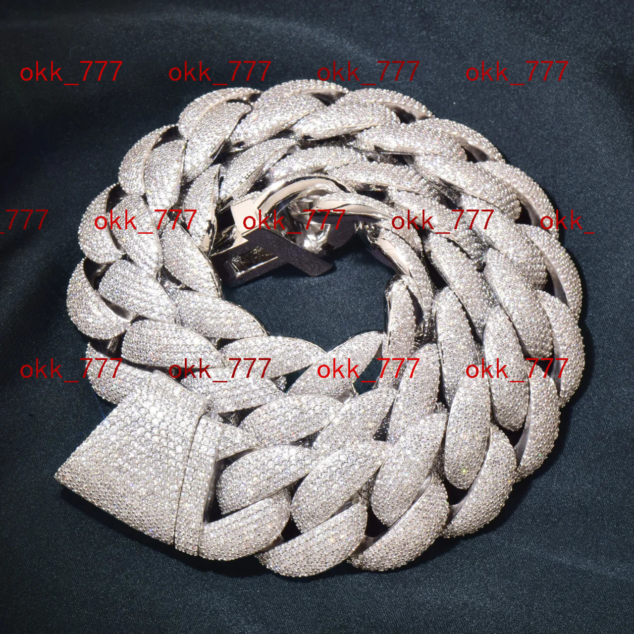 Iced Out Necklace Jewelry Moissanite Heavy Chain 18k Gold Plated 5 Row Diamond 22mm Curb Cuban Link Chain for Men