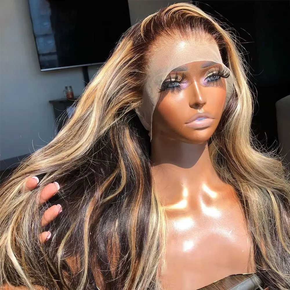 P4/27 Honey Blonde 360 Full HD Lace Frontal Wig 30 Inch Straight Lace Front Wigs Highlight Glueless Wig Human Hair Pre PluckedT251111