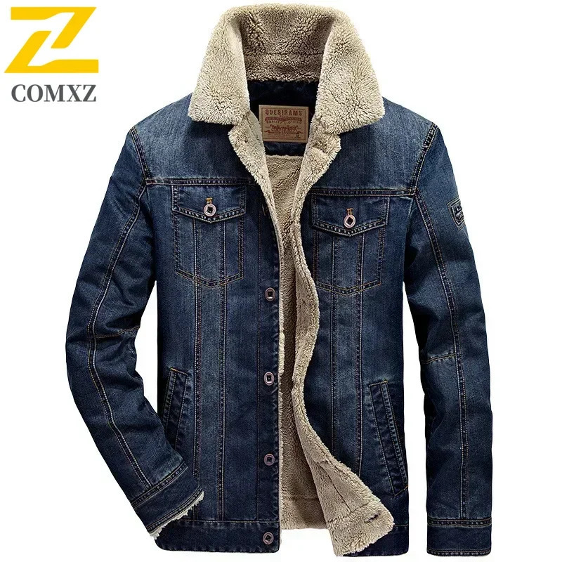Mens Cotton Clothing Autumn and Winter Casual Loose Padded Thickened Outdoor Camping Lapel Coat Mens Fashion Denim Jacket 251105