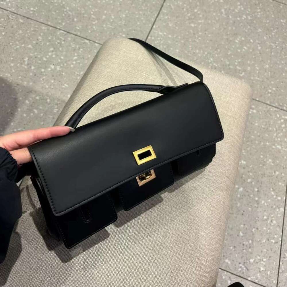 Women's Bags Genuine leather handbag 2025 new niche design lock small square vintage motorcycle style cowhide one-shoulder crossbody bag