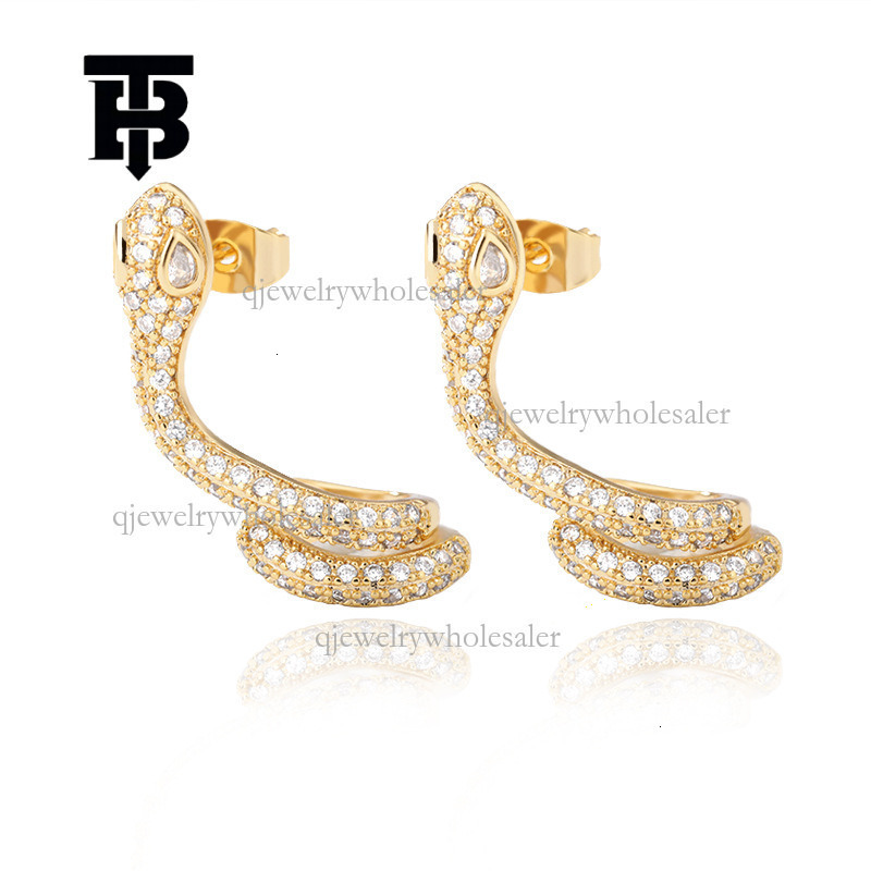 TB BHULAMTE Designer Luxury Serpentine Earrings New European Style Cartilage Clip Personalized Water Diamond Exaggerated Earrings Fashion Women's