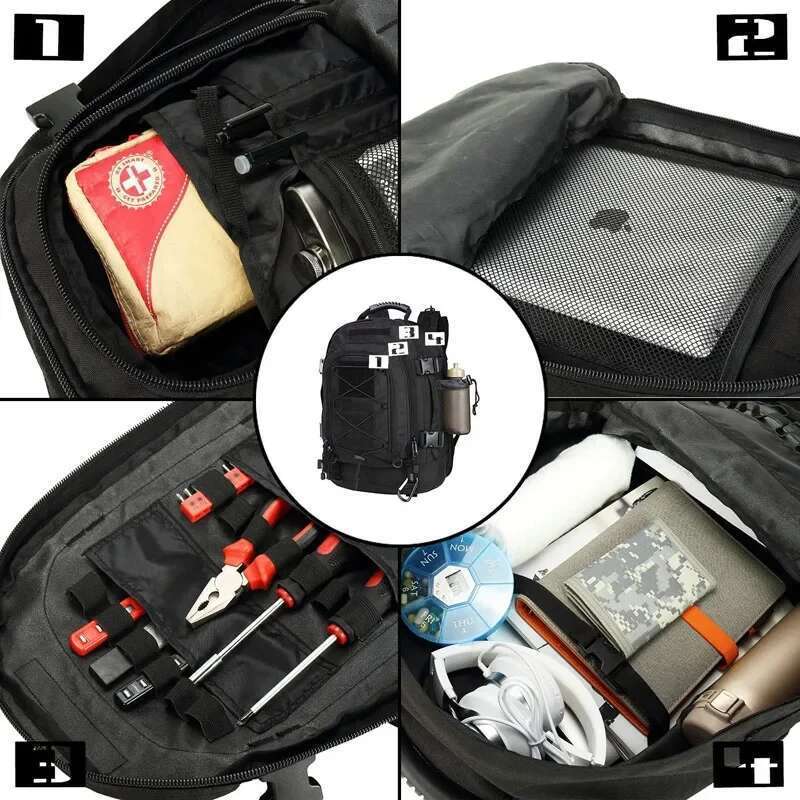 Tactical Backpack Men 60L Molle Assault Rucksack Heavy Duty Waterproof Large Capacity Bug Out Bag for Hiking Camping Hunting