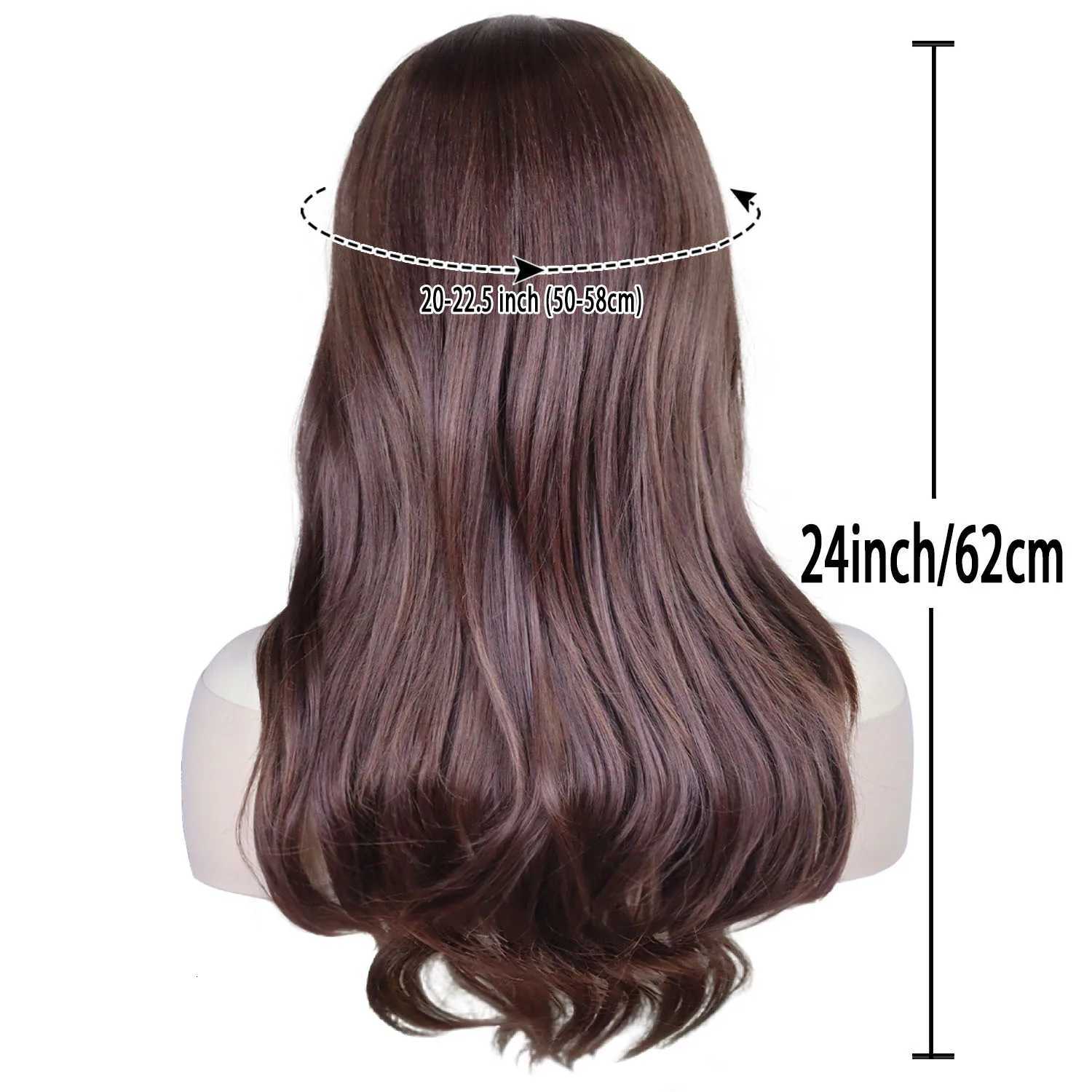 Synthetic Hair 24 Inch Long Curly Wig for Women Mixed Brown Casual Hair Replacement Wigs Daily Use Mother Wig Heat ResistantT251111