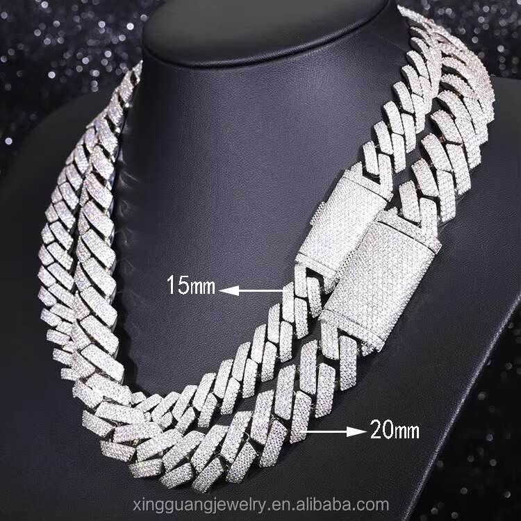 Pass Diamond Tester GRA Moissanite Diamond 6-20mm Width 925 Sterling Silver Cuban Link Chain for Rapper Hip Hop Necklace
