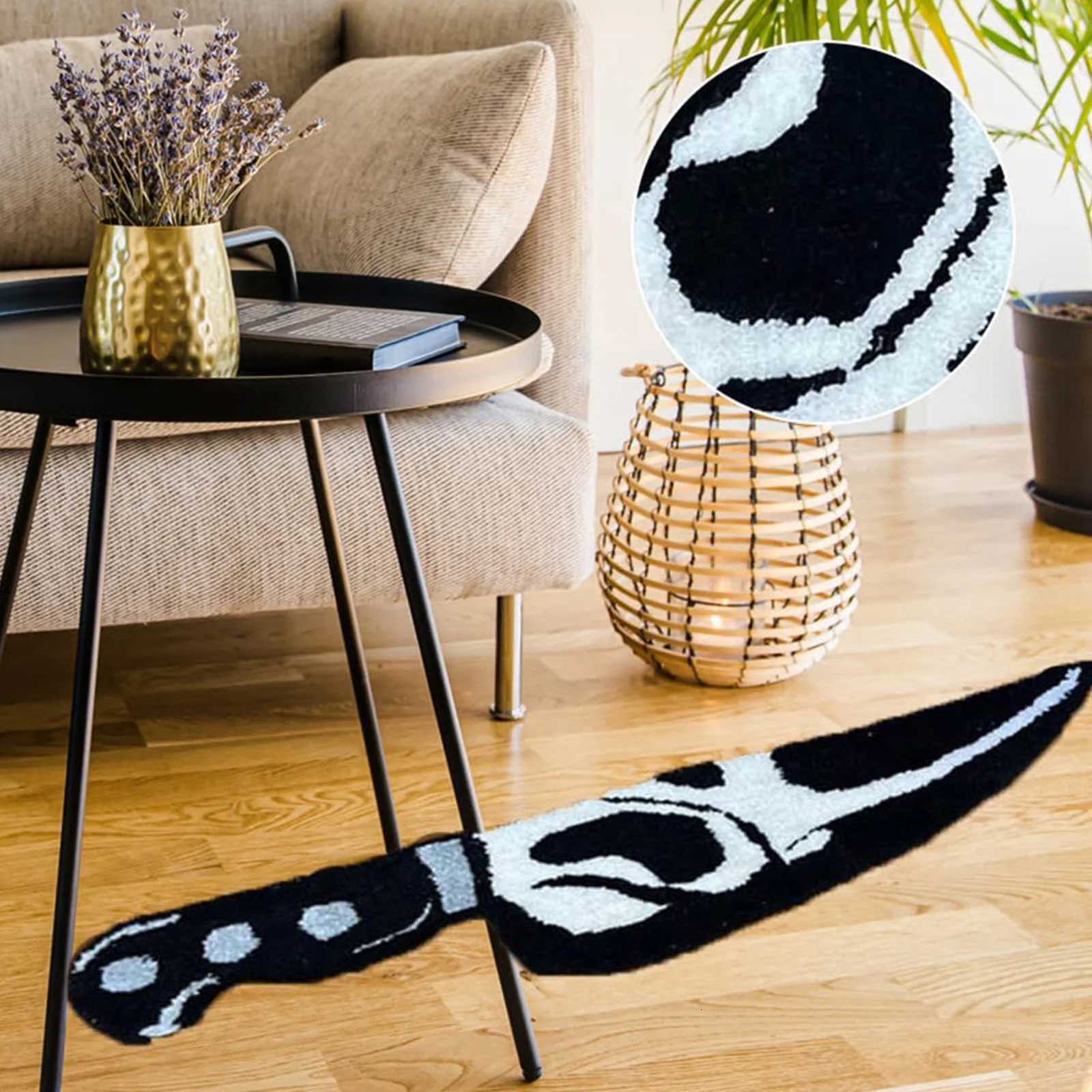 Clearance Deal Skull Knife Carpet Horror Scary Scream Bedside Rug Wear Resistant Cashmere Home Bedroom Decorative Carpet Y251110