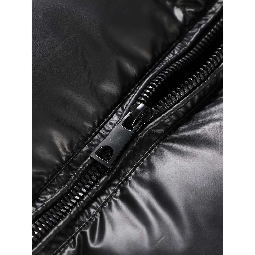 Men's Jacket Cozy Black & Golden Hooded Jacket Men's Padded Polyester Fiber Coat | Thick Casual Winter Wear