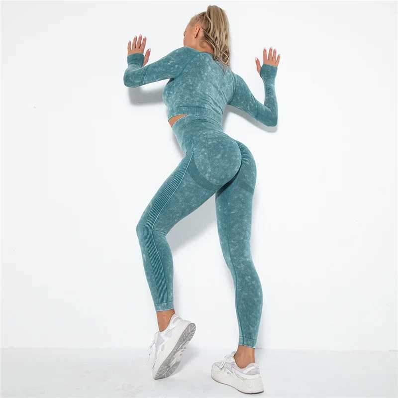 Hamidou Cropped Top Gym Set Seamless Womens Yoga Exercise Set Fintess Clothing Push Up Leg Sports ClothingW250411