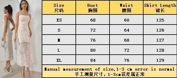 Women's clothing 2025 spring/summer new sweet printed pleated camisole dress with vacation style high elasticity fishtail long skirt