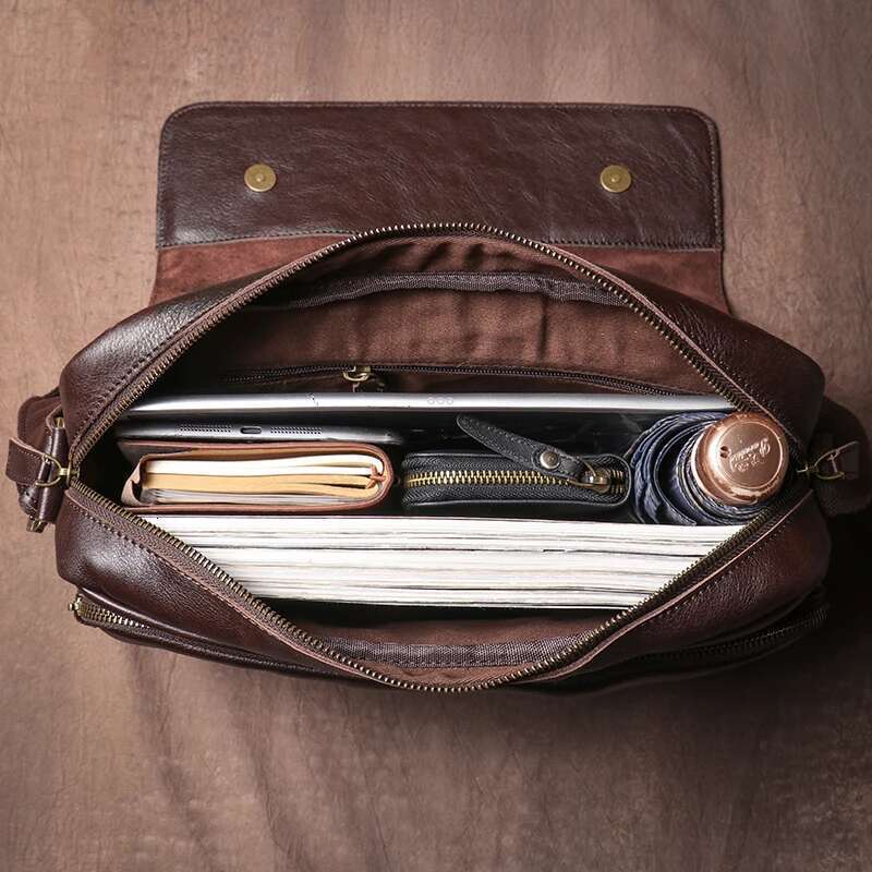 Women's Bags LUOKIR Classic Flap Messenger Casual Real Leather Shoulder Bag Men's Briefcase Crossbody Computer For 13 Inch Laptop