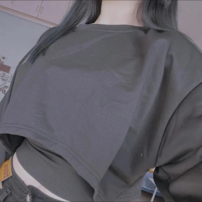 Women Solid Color O-neck Long Sleeve Hoodie Sweatshirt Fashion Ladies Streetwear Slouch Pullover Jumper Tops 250410