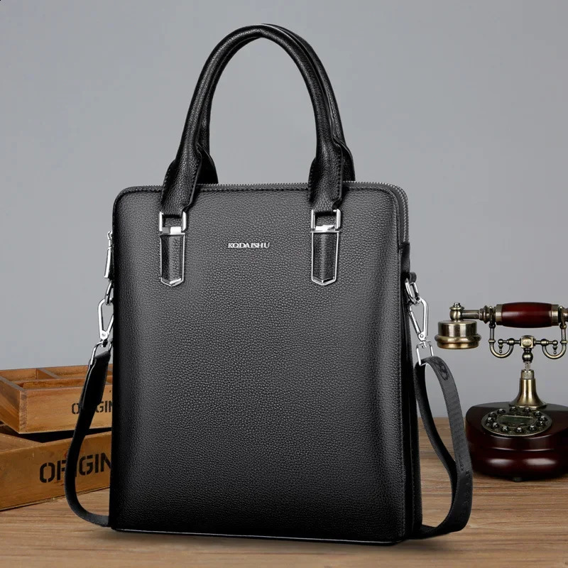 cowhide leather business mens briefcase highcapacity shoulder bag messenger handbag 250409