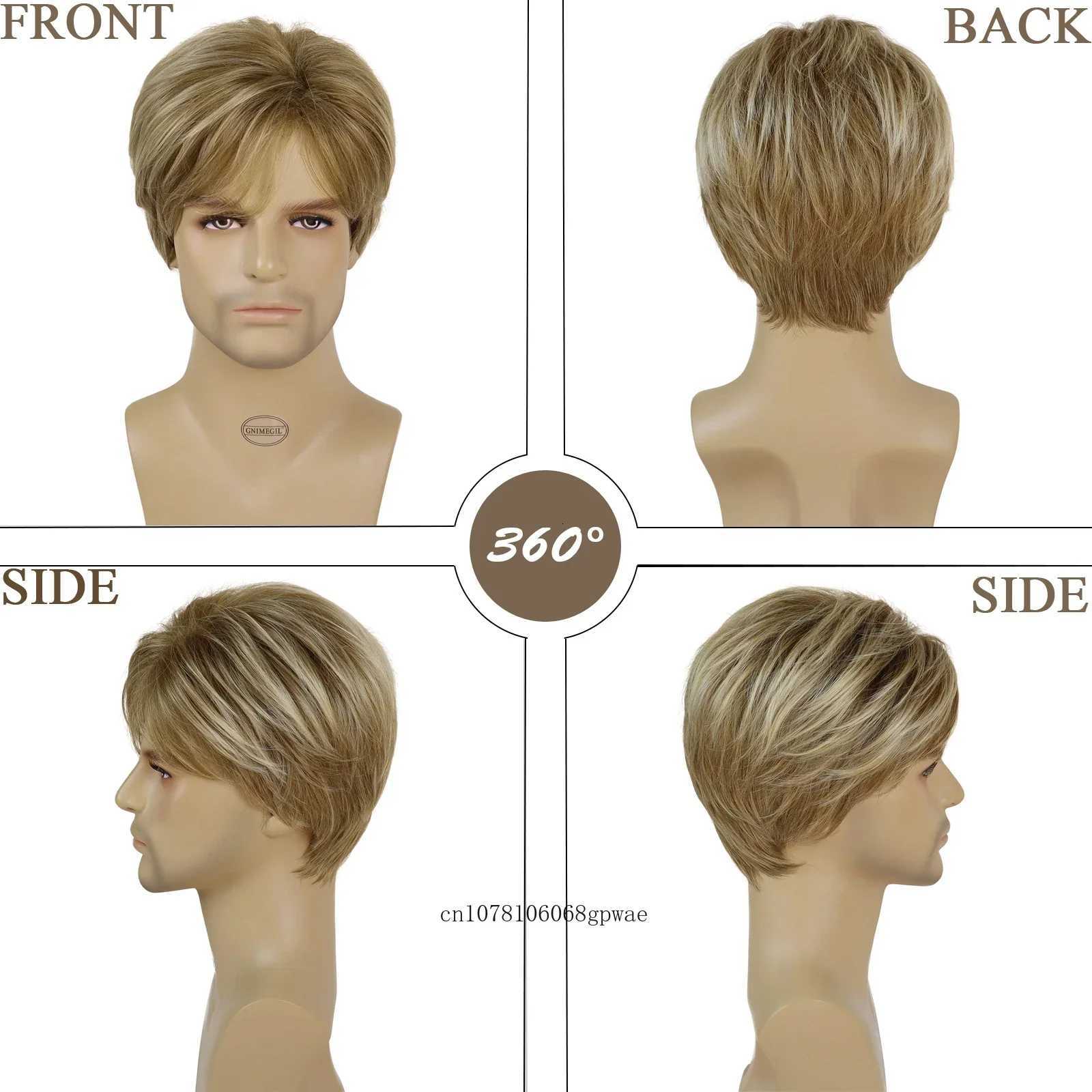Synthetic Hair Short Straight Men Wig Blonde Color Heat Resistant Wigs for Male Halloween Daily Costume Party Natural LookingT251111
