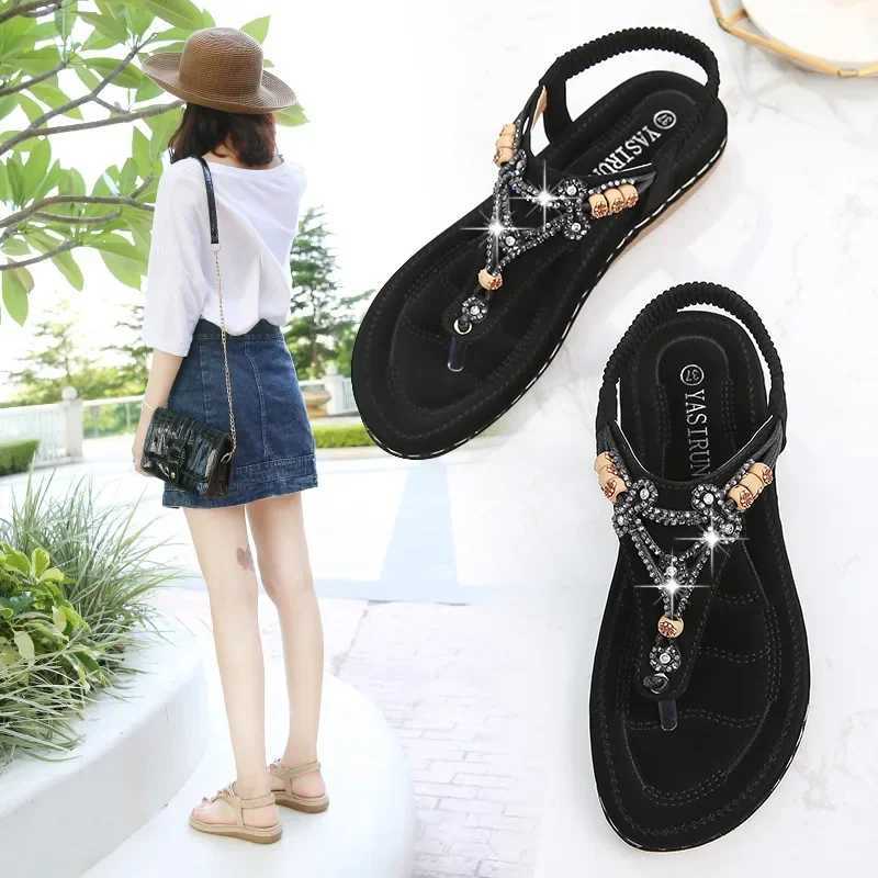 2024 womens summer Roman sandals with toe clip Rhine wedge platform beach Bohemian flip sandalsXJ250410