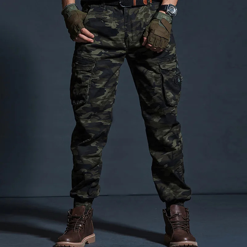 High Quality Khaki Casual Pants Men Tactical Joggers Camouflage Cargo Pants Multi-Pocket Fashions Black Army Trousers Work Wear 251110