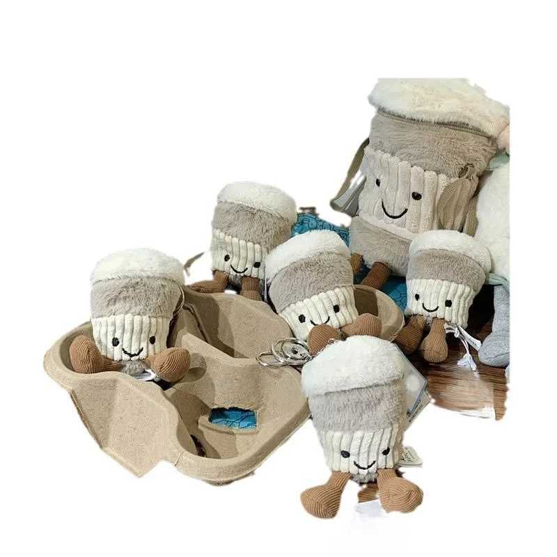 Label Jelly Cat Plush Toy Coffee Cup Keychain Pendant Cute Accommodation Bag Filled Holiday Gift Jelly Cat Animal W250411