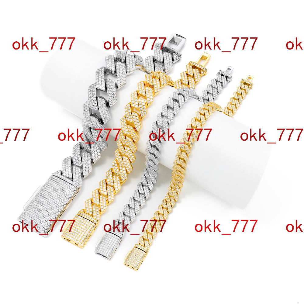 925 Silver Moissanite Jewelry 8mm 10mm sharp Angled Style Cuban Bracelet