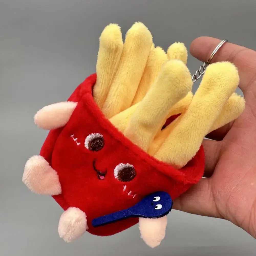 Cute French plush doll keychain cartoon burger hot dog French fries bread keychain creative food bag pendant W250411