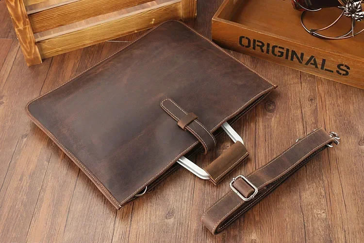 Fashionable clutch bag mens A4 document wallet top layer iPad leather business bag public document bag 250410