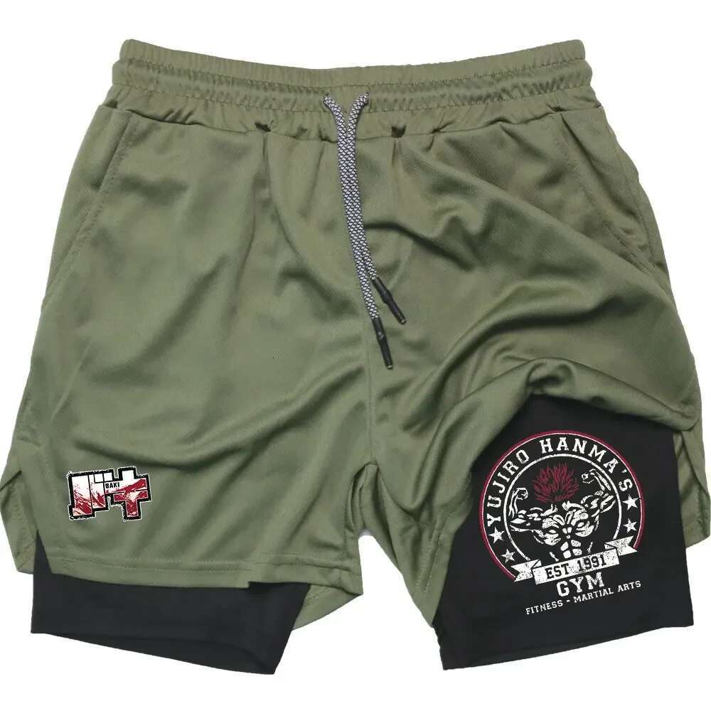 Casual Shorts Women's Wear Men's Wear 2025 New 2-In-1 Gym Men's Sports Tight Shorts Quick Drying Elastic Fiess Running Sportswear