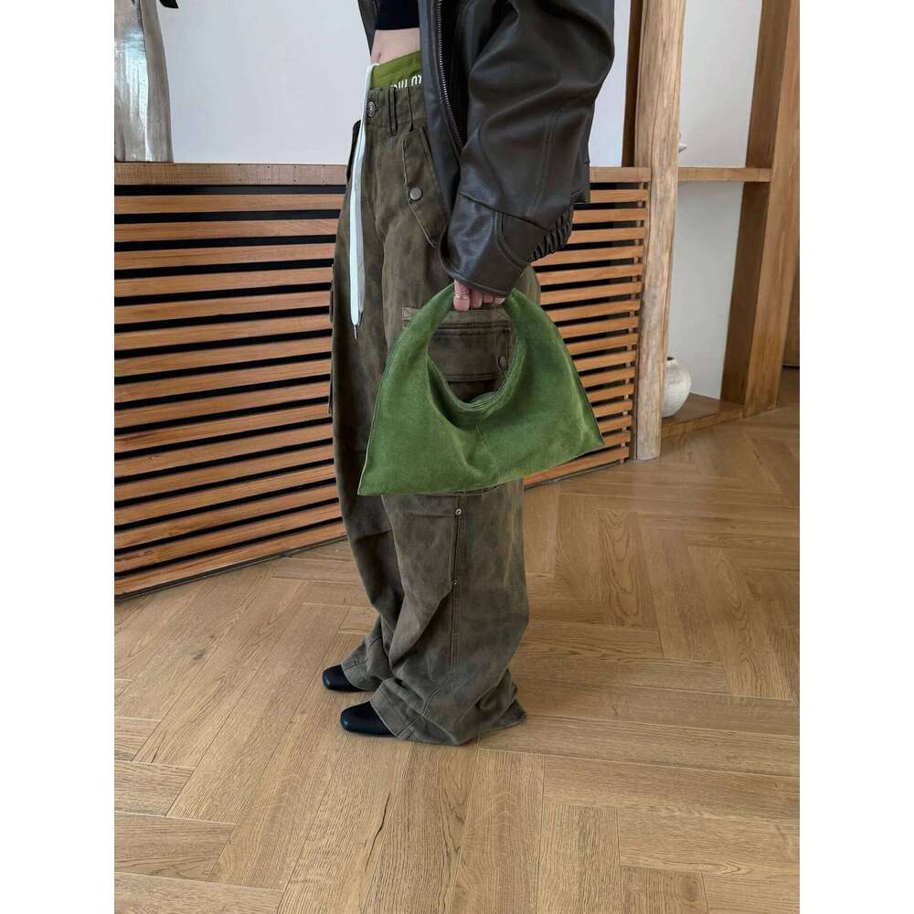 Nubuck Cowhide Niche Handbag High-Quality Suede Back-Of-Arm Triangle Crossbody Bag