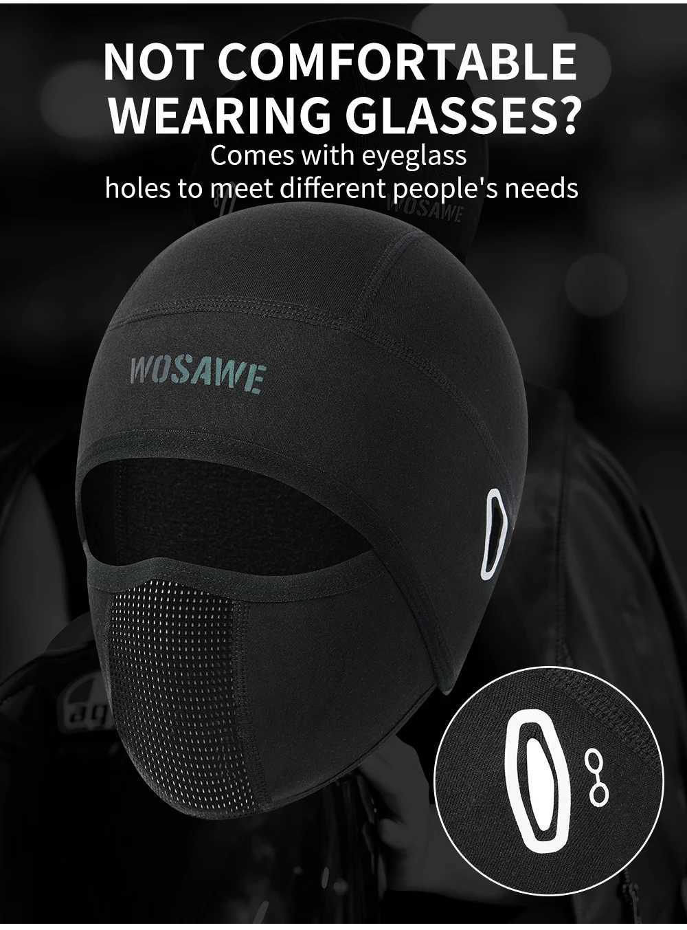 WOSAWE Cold Weather Motorcycle Balaclava Face Mask for Men Windproof Thermal Winter Scarf Ski Mask Women Warmer Hood for Cycling S251110