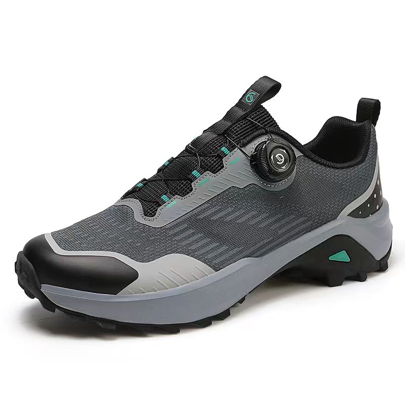 Quick anti-slip outdoor trail running shoes men and women; Rotating button no lace lightweight hiking boots for mountaineering