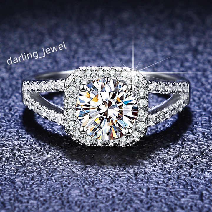 S925 Sterling Silver Ring Mosang Stone Ring Proposer Girl 1 Diamond Ring Factory Wholesale