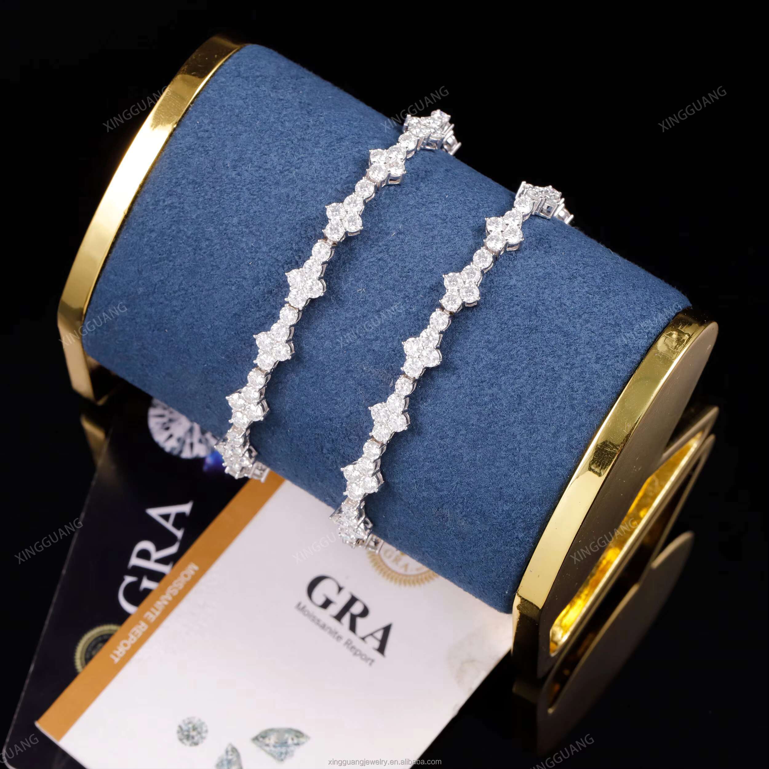 XG Pass Diamond Tester Small Cross Bracelets Iced Out Moissanite Bracelets Silver Plated Gold Moissanite Cuban Bracelets for Men